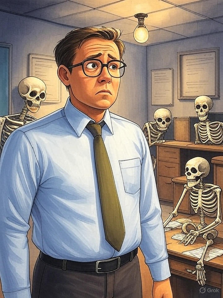 un homme avec des squelettes